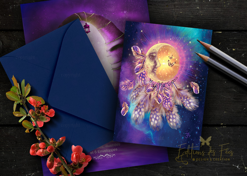dreamcatcher, dreamcatchers, dreamcatcher postcard, carte postale esoterique, attrape de reves, Attrape Rêves Lune, attrapeur de rêves , carte postale lune, carte d'art esoterique, carte d'art dreamcatcher, attrape rêve art