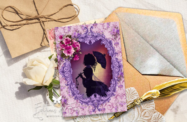 art postcards, carte postale, Carte postale silhouette feerique, carterie, carterie fantaisie, cartes, cartes postales, fée, féerie, Féerique, fleurie, fleurs, Greeting Cards, shabby chic, silhouette, silhouettes, victorienne.