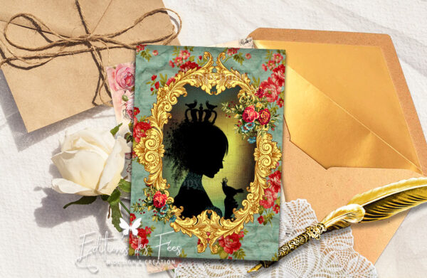 art postcards, carte postale, Carte postale silhouette feerique, carterie, carterie fantaisie, cartes, cartes postales, fée, féerie, Féerique, fleurie, fleurs, Greeting Cards, shabby chic, silhouette, silhouettes, victorienne.