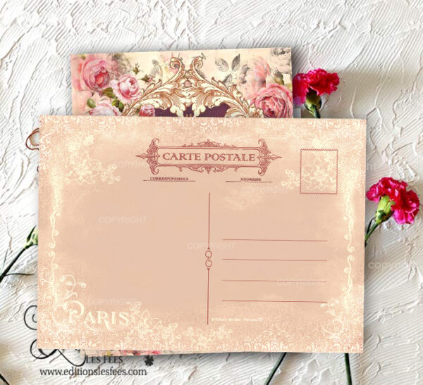 Shabby chic silhouette beige-roze - Carte Postale Victorienne 1