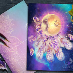 dreamcatcher, dreamcatchers, dreamcatcher postcard, carte postale esoterique, attrape de reves, Attrape Rêves Lune, attrapeur de rêves , carte postale lune, carte d'art esoterique, carte d'art dreamcatcher, attrape rêve art