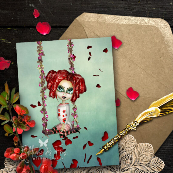“Lilou and the flowers swing” big eyes art card wholesale