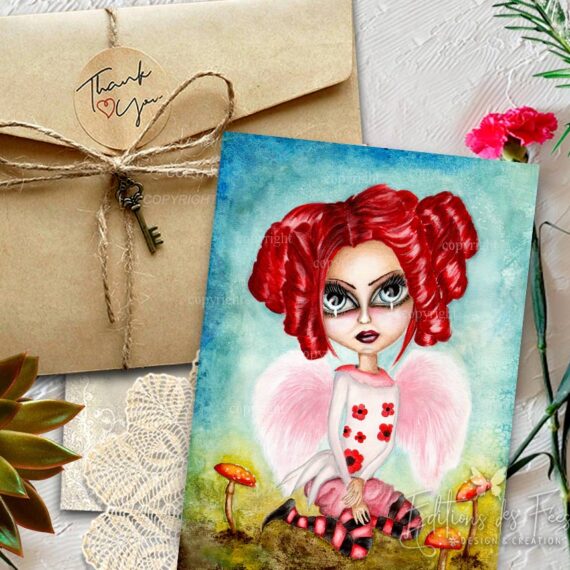 "Lilou" big eye fairy art postcard wholesale